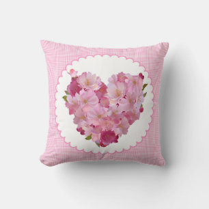 Coeur coussin de fleur de sherry rose