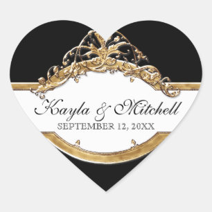 Cœur Cravate noire Elégance 2, Sticker à couplage d'or