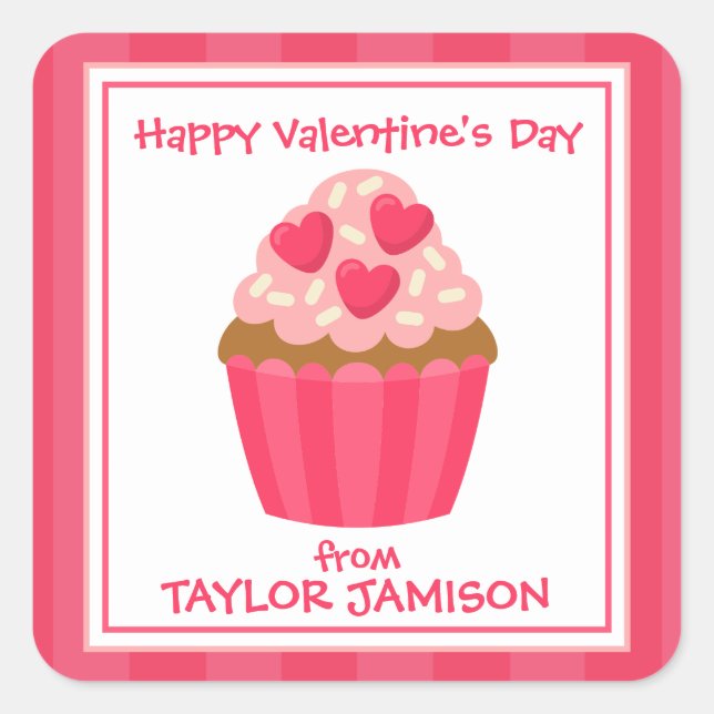 Coeur Cupcake Stickers de Saint-Valentin personnal (Devant)
