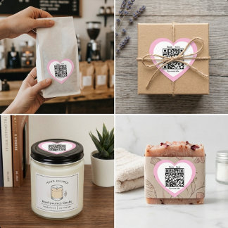 Cœur Custom QR Code Pink Heart Shaped Sticker