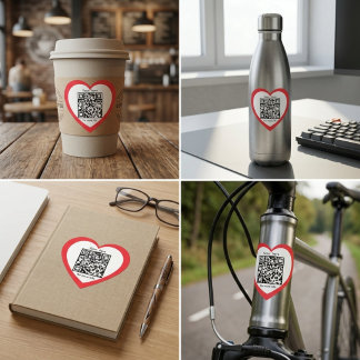 Cœur Custom QR Code Red Heart Shaped Sticker