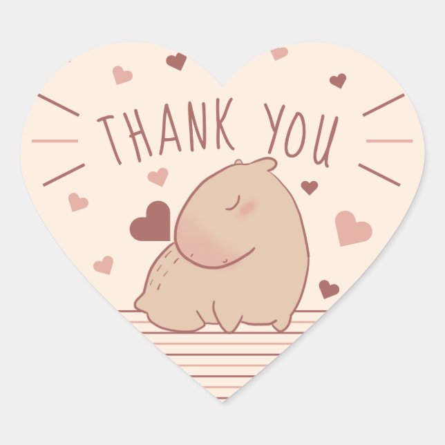 Cœur Cute Capybara merci Sticker (Devant)