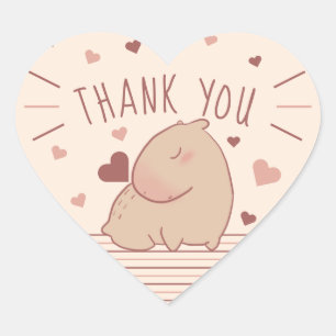 Cœur Cute Capybara merci Sticker