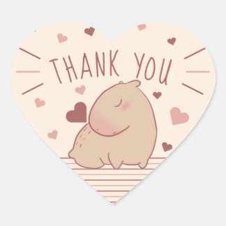 Cœur Cute Capybara merci Sticker