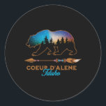 Coeur D'alene Idaho Bear Starry Night Travel Souve Classic Round Sticker<br><div class="desc">Coeur D'alene Idaho Bear Starry Night Travel Souvenir</div>