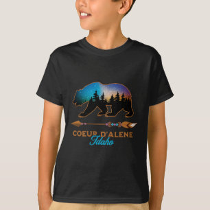 Coeur D'alene Idaho Bear Starry Night Travel Souve T-Shirt