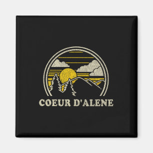 Coeur D'alene Idaho Id T Shirt Vintage Hiking Moun Magnet