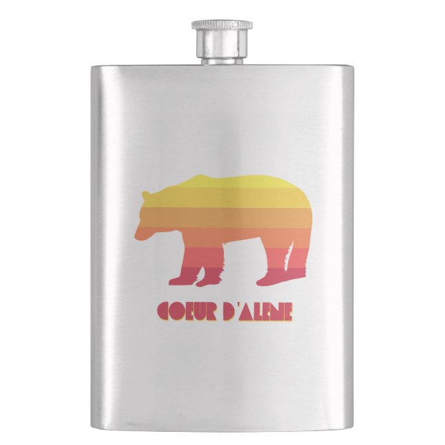 Coeur d'Alene Idaho Rainbow Bear Hip Flask (Front)