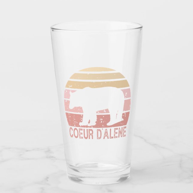 Coeur d'Alene Idaho Retro Bear Glass (Front)