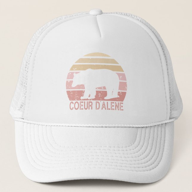 Coeur d'Alene Idaho Retro Bear Trucker Hat (Front)