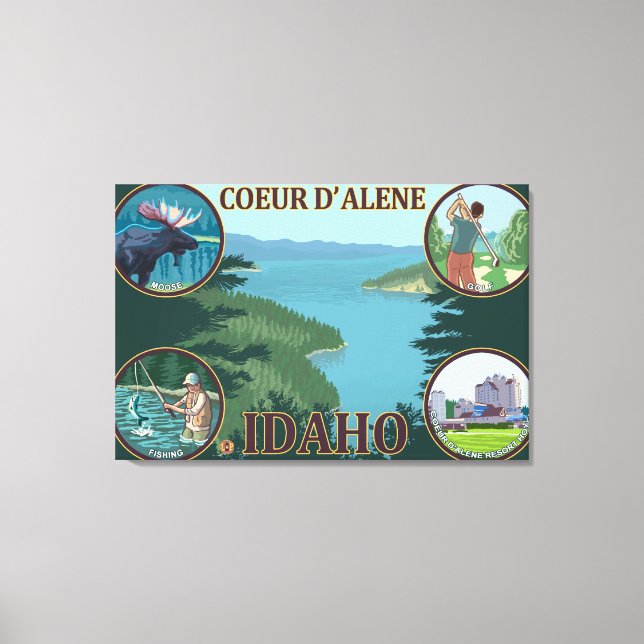 Coeur D'Alene, IdahoScenic Travel Poster Canvas Print (Front)