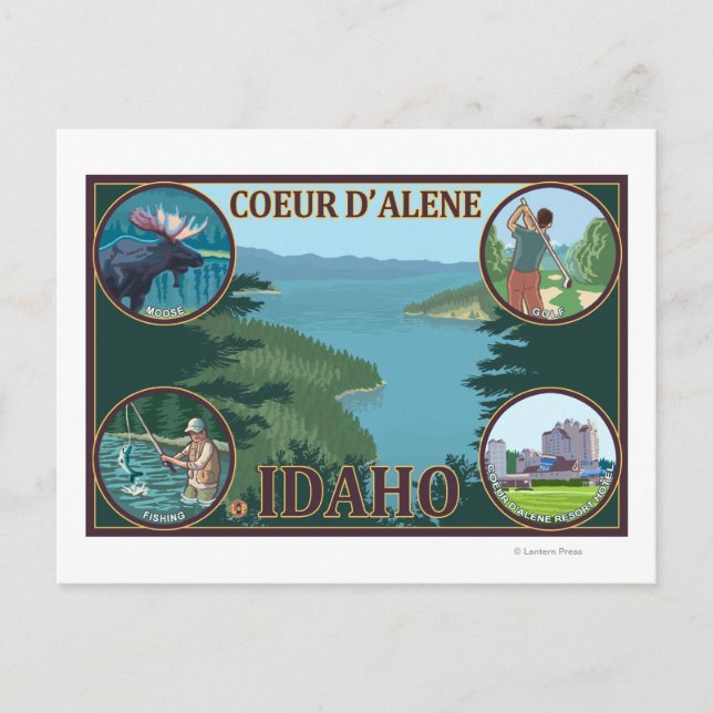 Coeur D'Alene, IdahoScenic Travel Poster Postcard (Front)