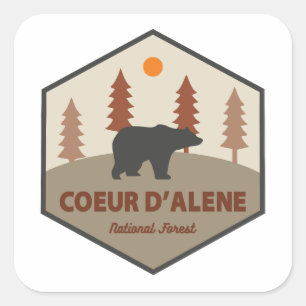 Coeur D'Alene National Forest Bear Square Sticker
