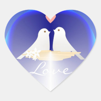 Coeur d'amour avec petits oiseaux Sticker