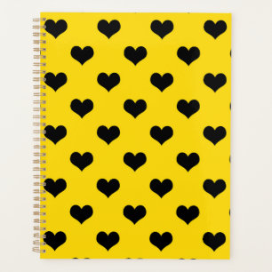 Cœur d'amour noir sur fond jaune