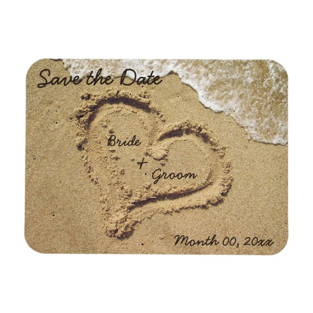 Coeur dans le sable Magnet Réservez la date (Horizontal)
