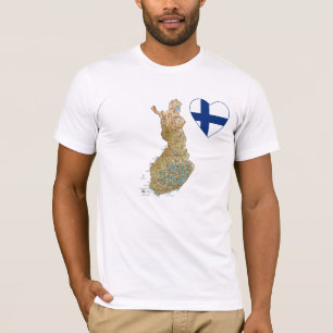 Coeur de drapeau de la Finlande et T-shirt de
