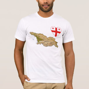 Coeur de drapeau de la Géorgie et T-shirt de cart