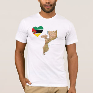 Coeur de drapeau de la Mozambique et T-shirt de