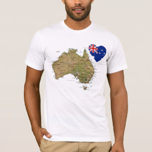 Coeur de drapeau de l'Australie et T-shirt de