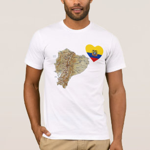 Coeur de drapeau de l'Equateur et T-shirt de carte