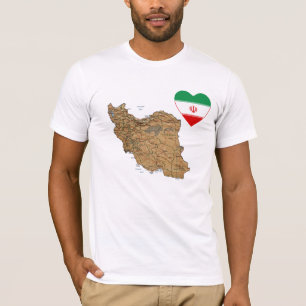 Coeur de drapeau de l'Iran et T-shirt de carte