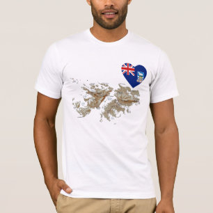Coeur de drapeau des Îles Falkland et T-shirt de