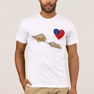 Coeur de drapeau du Samoa et T-shirt de carte
