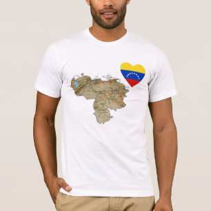 Coeur de drapeau du Venezuela et T-shirt de carte