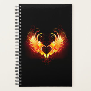 Cœur de feu d'ange avec des ailes