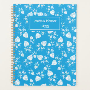 Coeur de fleur bleu avec fleurs motif