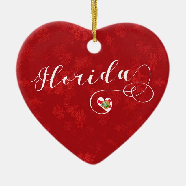 Coeur de Floride, Ornement Arbre de Noël, Floridie (Devant)