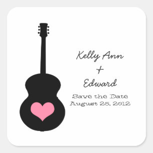 Coeur de guitare noir/rose Économisez les stickers