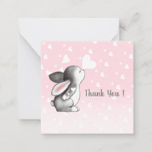 Coeur de lapin rose confetti merci cartes de notes