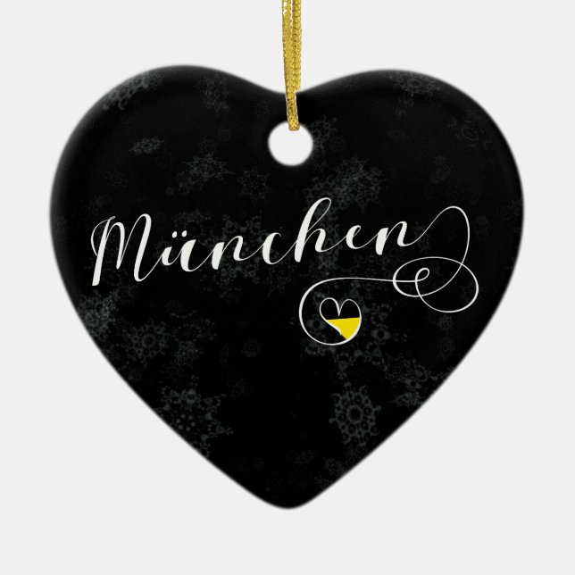 Coeur de Munich, Ornement d'Arbre de Noël, Allemag (Devant)