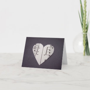 Coeur de musique Vintage feuille Carte pour notes 