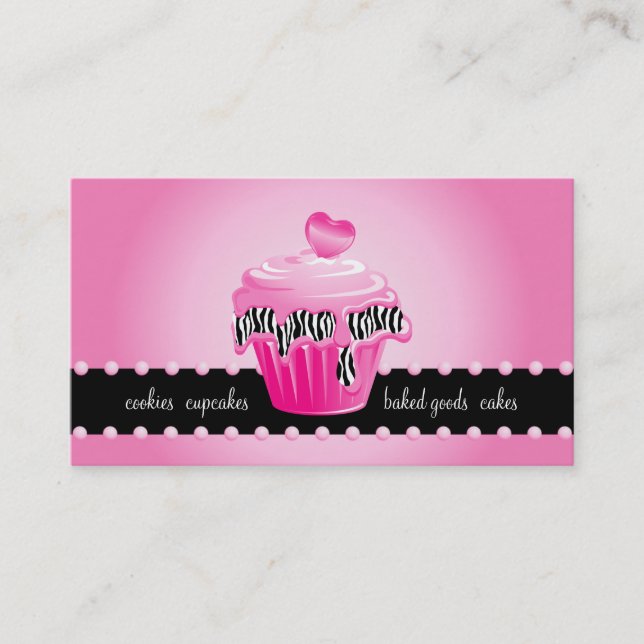Coeur de petit gâteau de rose de zèbre de carte de (Devant)