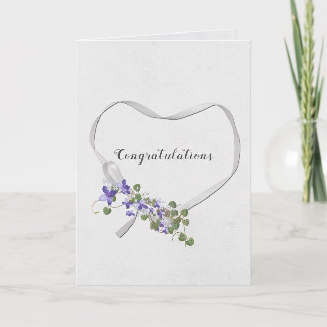 Coeur de ruban mariage avec carte bouquet Ivy (Devant)