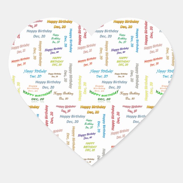 Cœur Décembre, 20 Anniversaire Sticker (Devant)