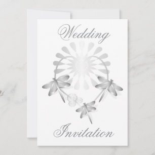 Coeur des libellules d'argent faire-part de mariag