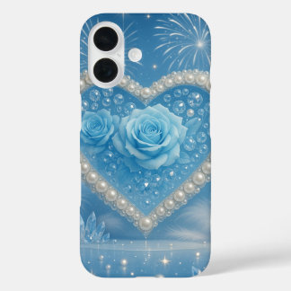 Coeur des perles et coque iphone Rose bleu - Fanta