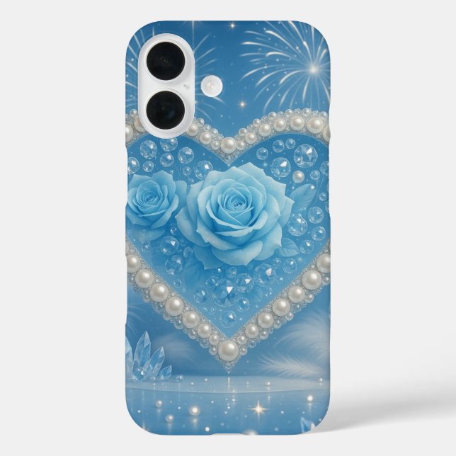 Coeur des perles et coque iphone Rose bleu - Fanta (Verso)