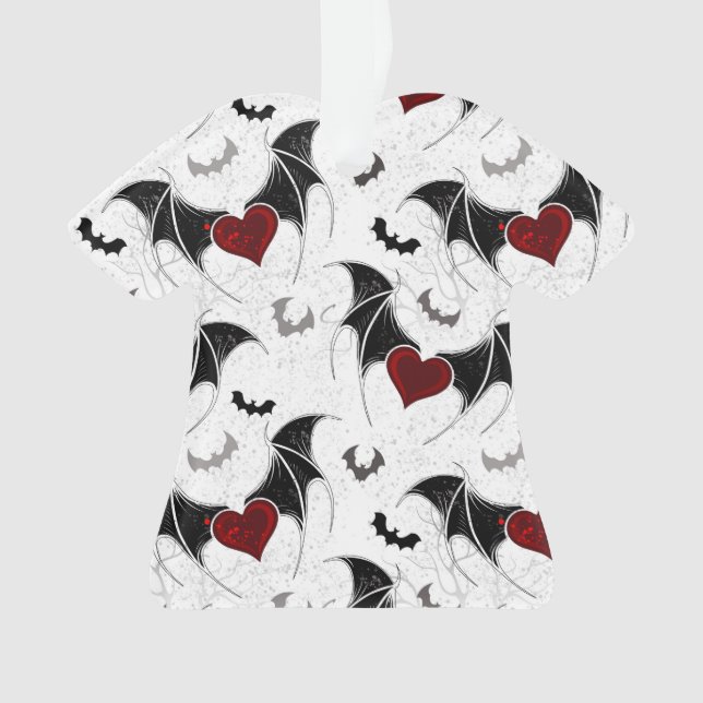 Coeur d'Halloween avec ailes de chauve-souris noir (devant)