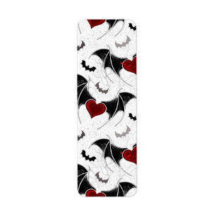 Coeur d'Halloween avec ailes de chauve-souris noir