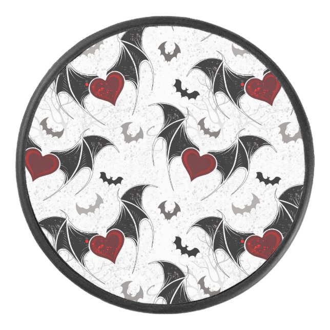 Coeur d'Halloween avec ailes de chauve-souris noir (Devant)