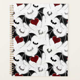 Coeur d'Halloween avec ailes de chauve-souris noir