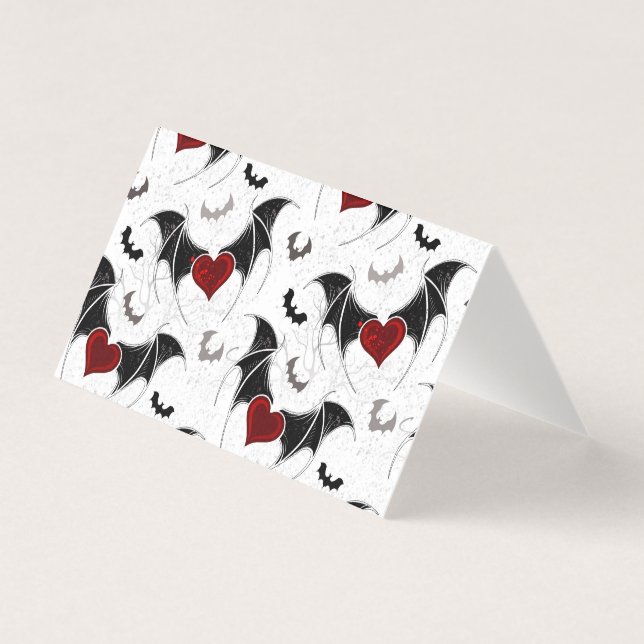 Coeur d'Halloween avec ailes de chauve-souris noir (Front)