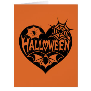 Coeur d'Halloween, Forme de Coeur Noir, Spider Web