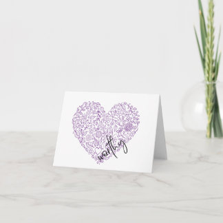 Coeur digne (violet) carte pour notes 5" x 7"