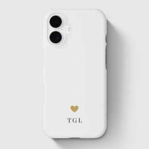 Cœur doré et blanc personnalisé avec monogramme